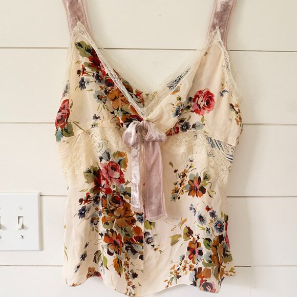 Dolce & Gabbana  Vtg Silk D&G  Floral Top Camisole Size 46 L-XL Made In Italy - Picture 1 of 9